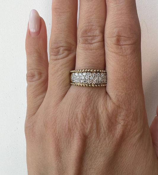 9ct Gold Cubic Zirconia Ring Size T Hallmarked 375 Wide Band Signet 5.2g