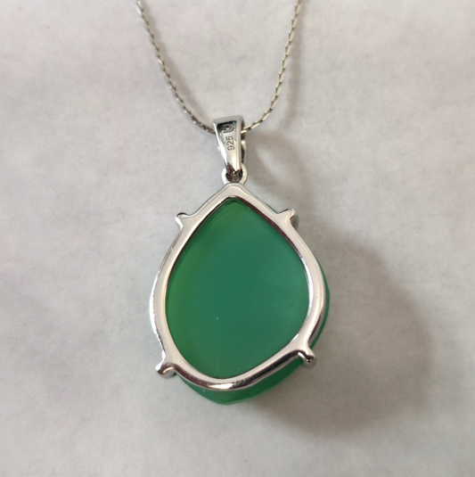 925 Sterling Silver Agate Pendant Necklace 18 Stamped Link Chain Certificate COA
