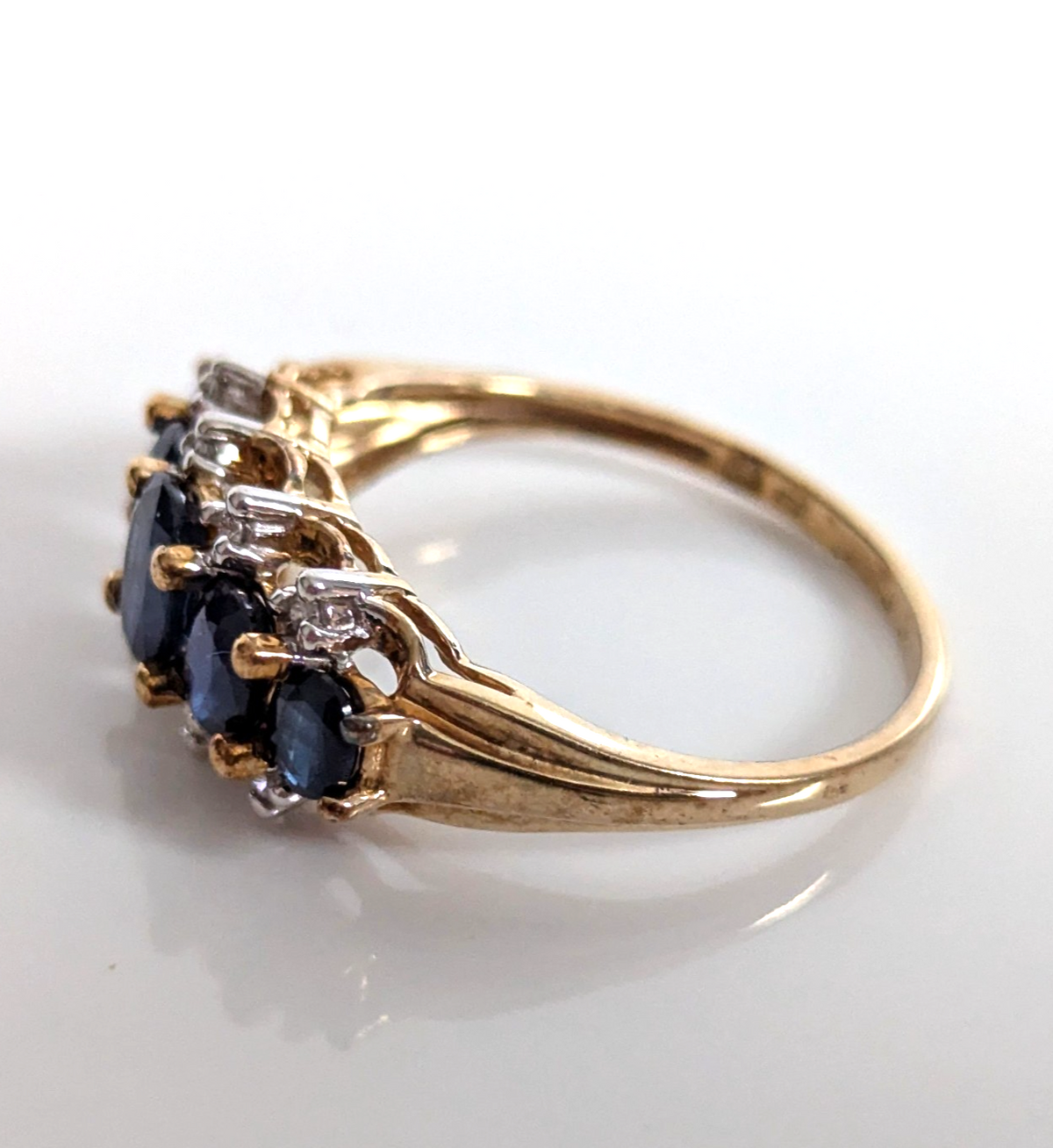 Vintage 9ct Gold Sapphire Diamond Ring Size Q Hallmark 375 21 2.8g