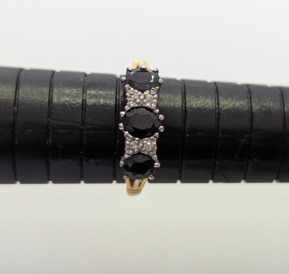 10ct Gold Ring Sapphire and Diamond 10ct Stamped Size N 1/2 4g April Birthstone