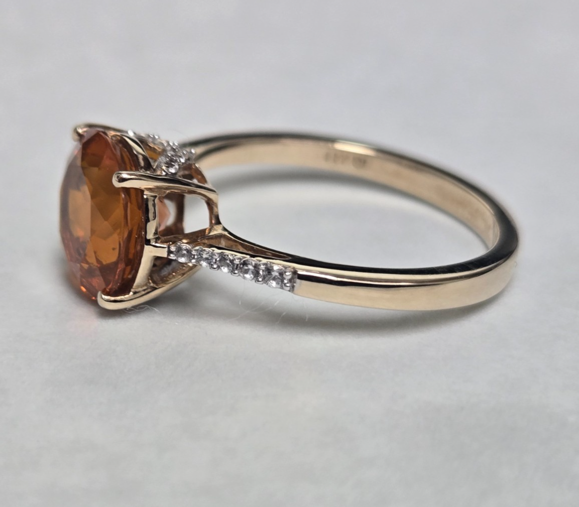 9ct Gold Fire Opal Ring Round Cut Size O 1/2 Hallmarked