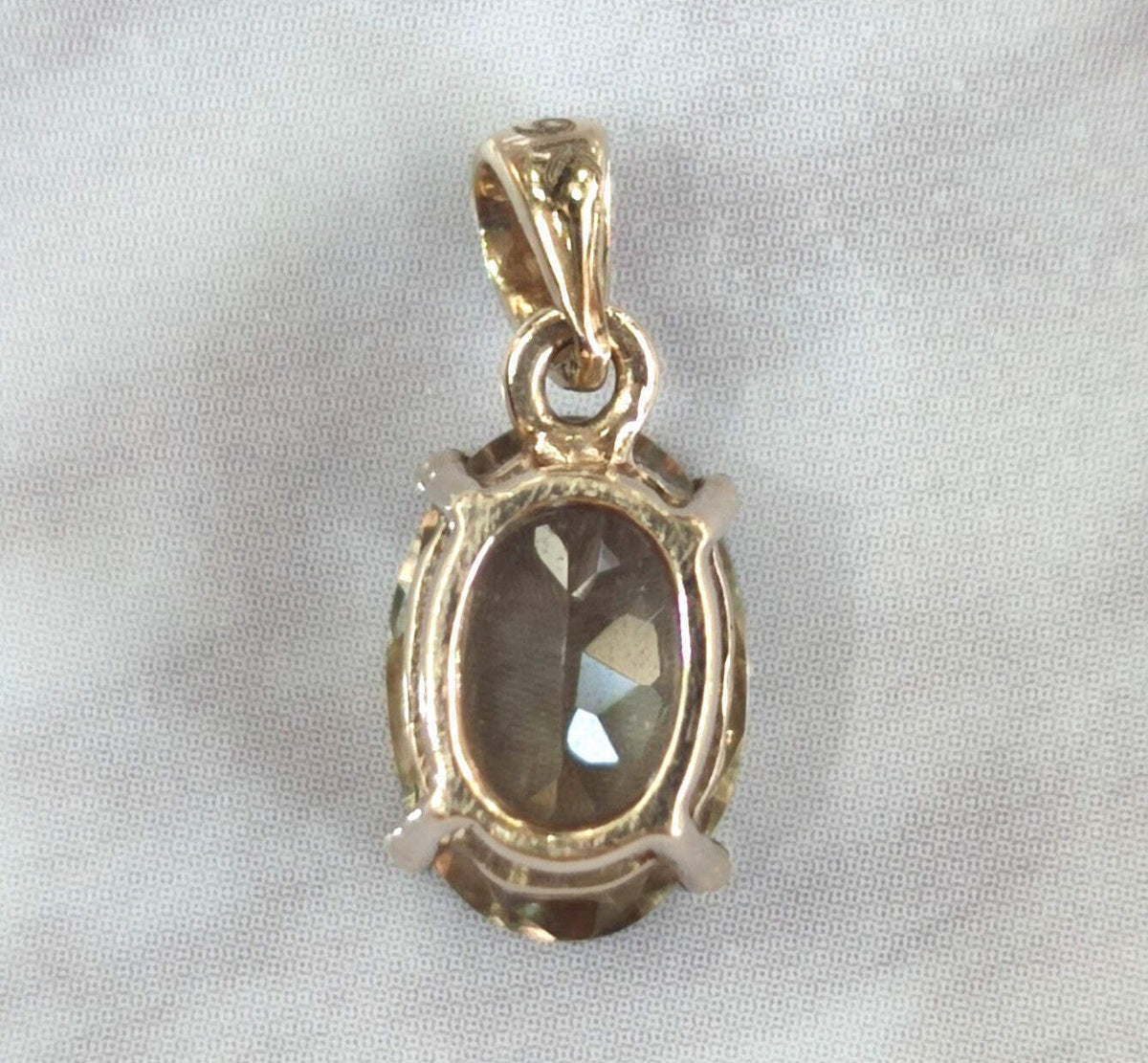 9ct Yellow Gold Pendant Kunzite Stone UK Hallmarked Size 14mm by 6mm