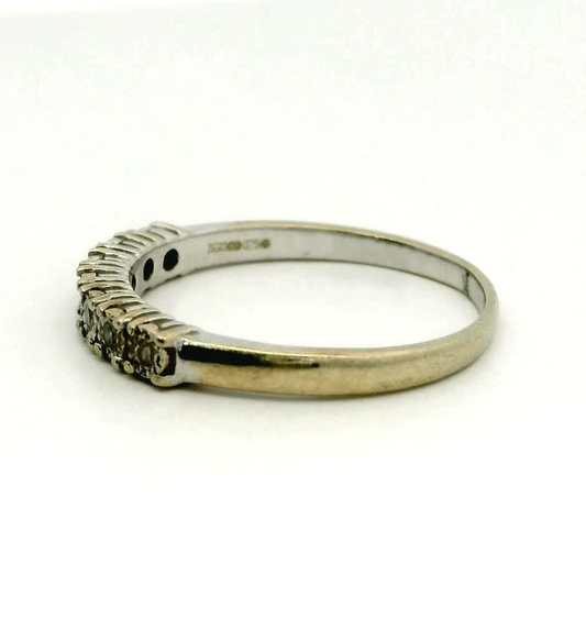 9ct Gold Half Eternity Ring Diamond 0.7ct Stones Size P 1/2 Metal Hallmarked 2g