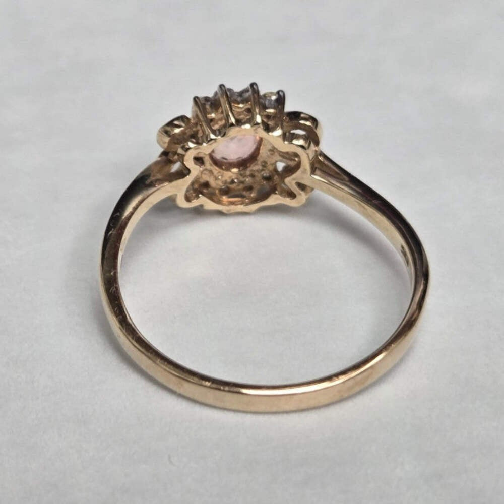 9ct Gold Orange White Sapphire Ring Size R Hallmarked 375 September 2.6g