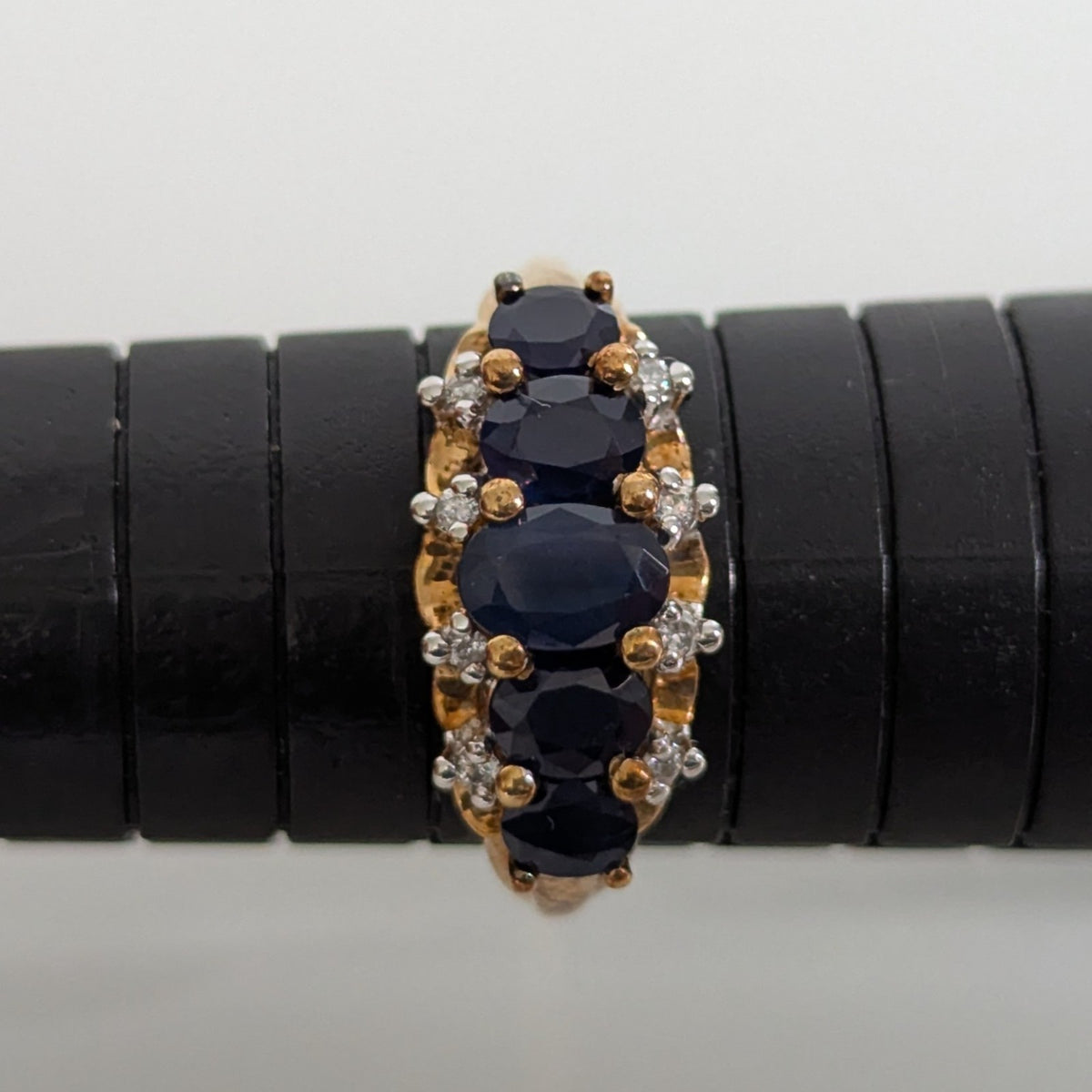Vintage 9ct Gold Sapphire Diamond Ring Size Q Hallmark 375 21 2.8g
