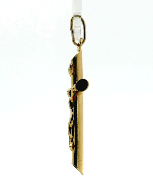 9ct Gold Crucifix Cross Pendant Tubular Pendant INRI Scroll UK Hallmarked 1.6g