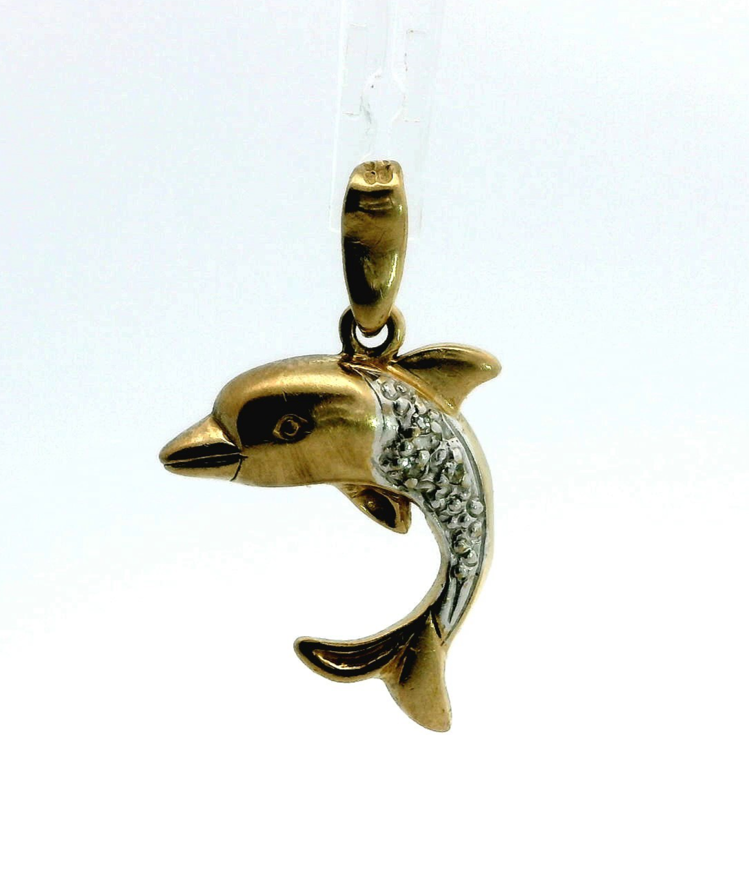9ct Gold Dolphin Pendant Diamond Gemstones Hallmarked 1.6g Charm Type