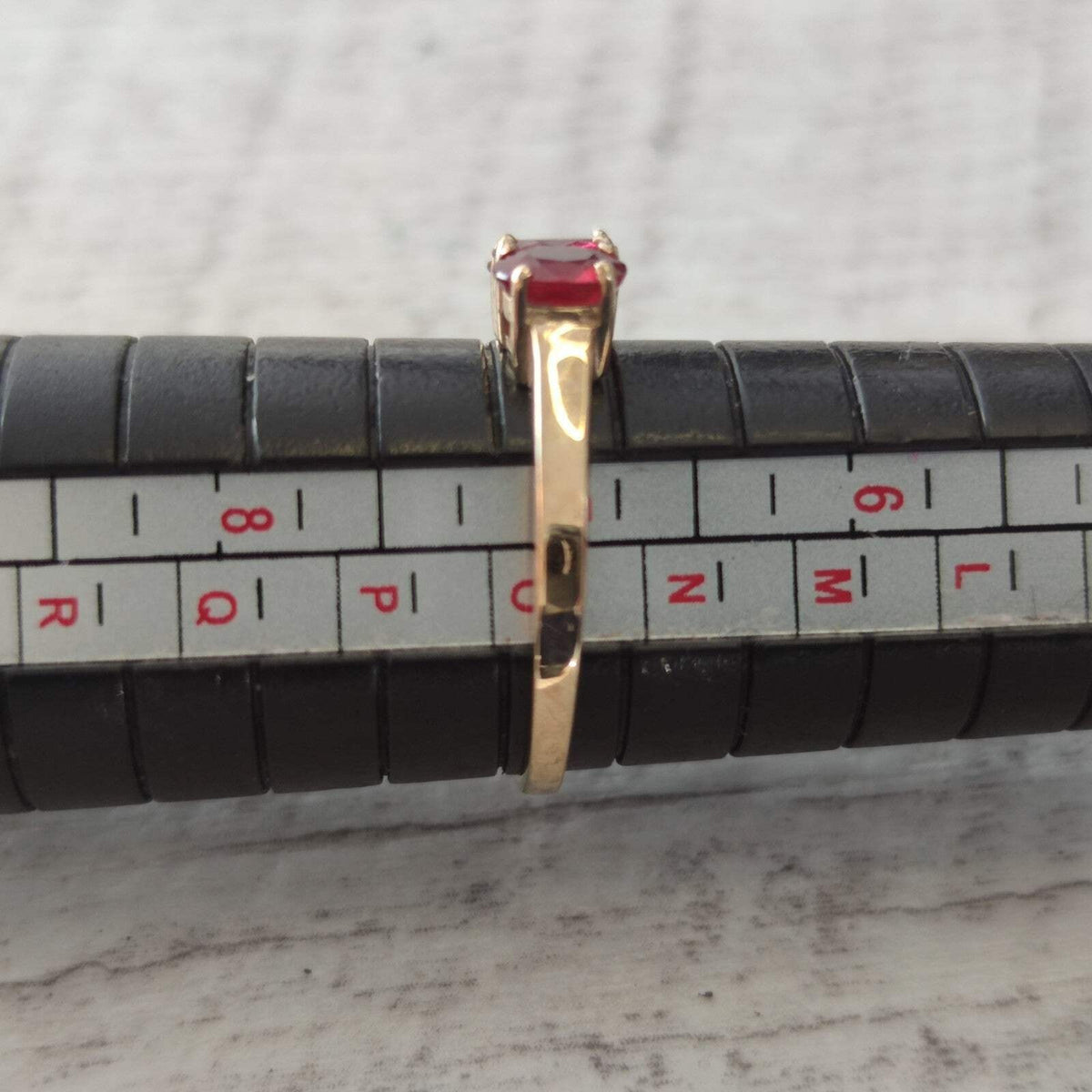 9ct Gold Ring Rubellite Authentic Gold Hallmark Size N 1/2