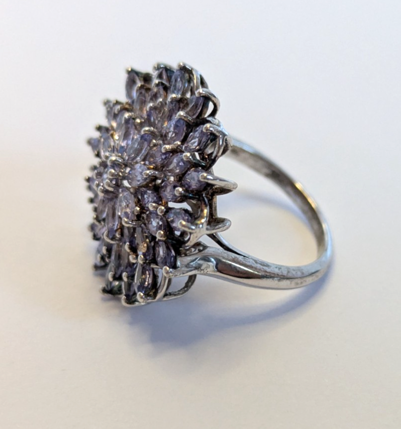 Silver Ring Tanzanite 925 Sterling Silver Stamped Size Q 1/2 6.2g