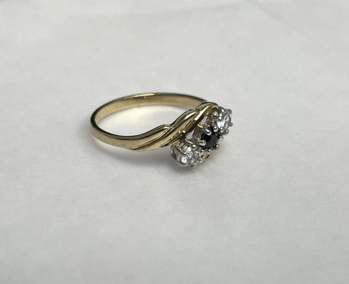 9ct Gold Ring Sapphire Twist Hallmark Size J 1/2 1.4g