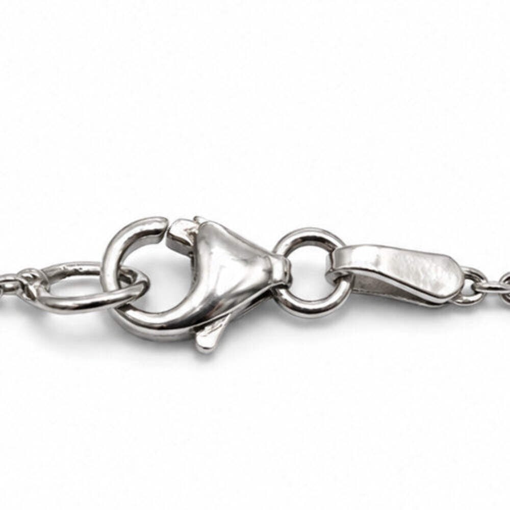 Silver Necklace Pendant Cubic Zirconia Stones Prong Setting 46cm Long