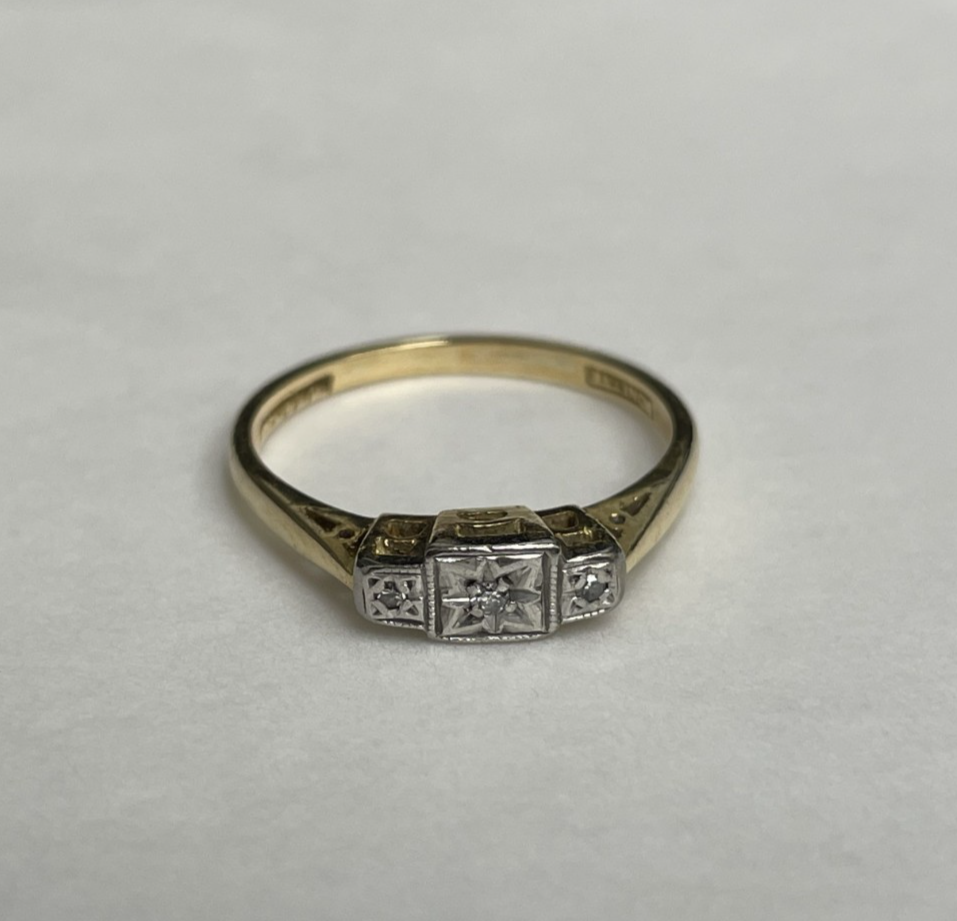 Antique 18ct Gold Platinum Ring Diamond Hallmarked Size K
