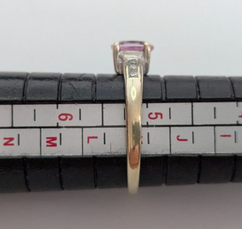 9ct White Gold Ring Sapphire Diamond Stones Hallmarked Size K 1.7g Prong Setting