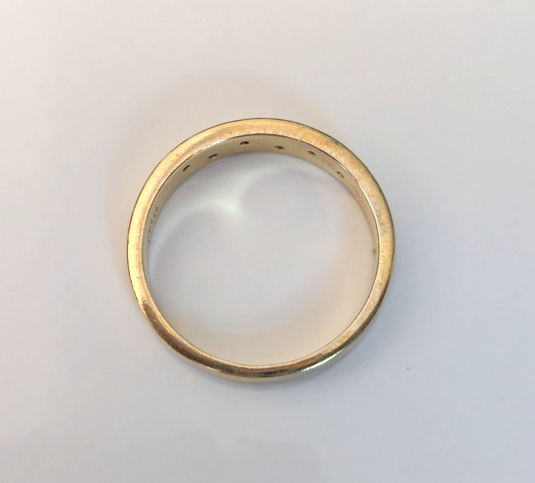Gold on Silver Ring Multi Gemstones Round Cut 925 Stamped Size R 1/2 3.6g