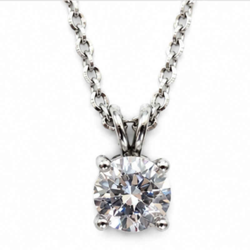 925 Sterling Silver Cubic Zirconia CZ Pendant Necklace 45 Solitaire Chain Gift