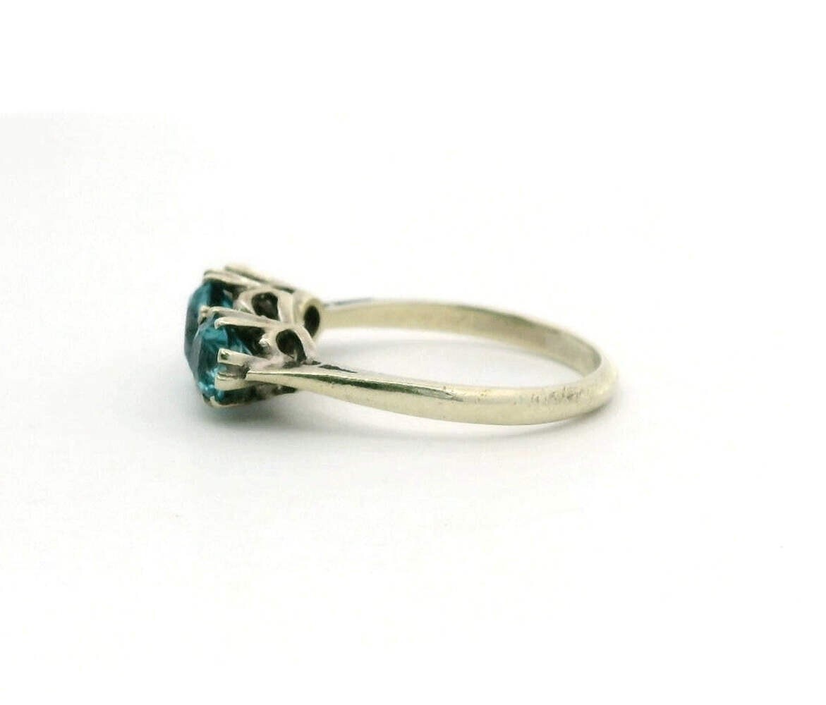9ct White Gold Ring Topaz Blue Round 9k Stamped Size O 1/2 3.1g