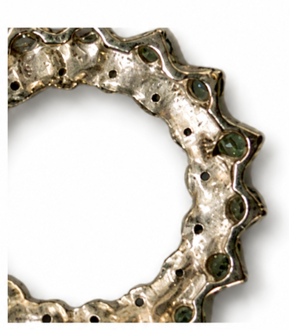 9ct Yellow Gold Peridot Diamond Wreath Pendant Circle of Life Hallmarked 375