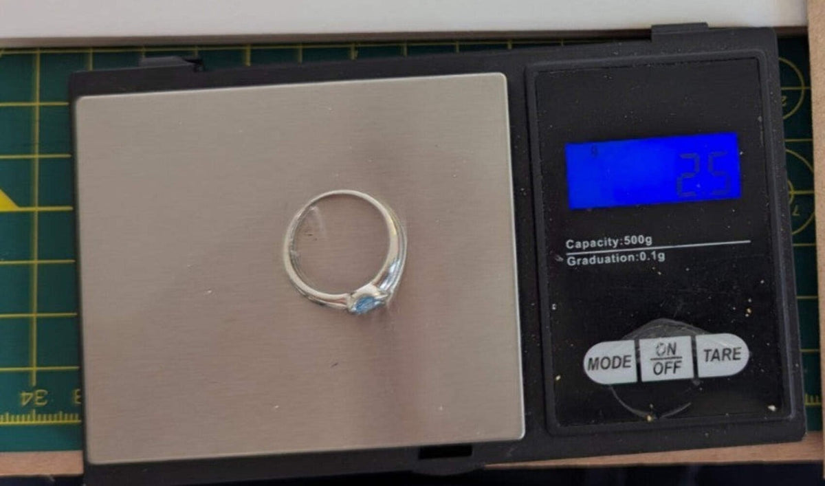 9ct White Gold Blue Topaz Ring Solitaire Hallmarked Size N
