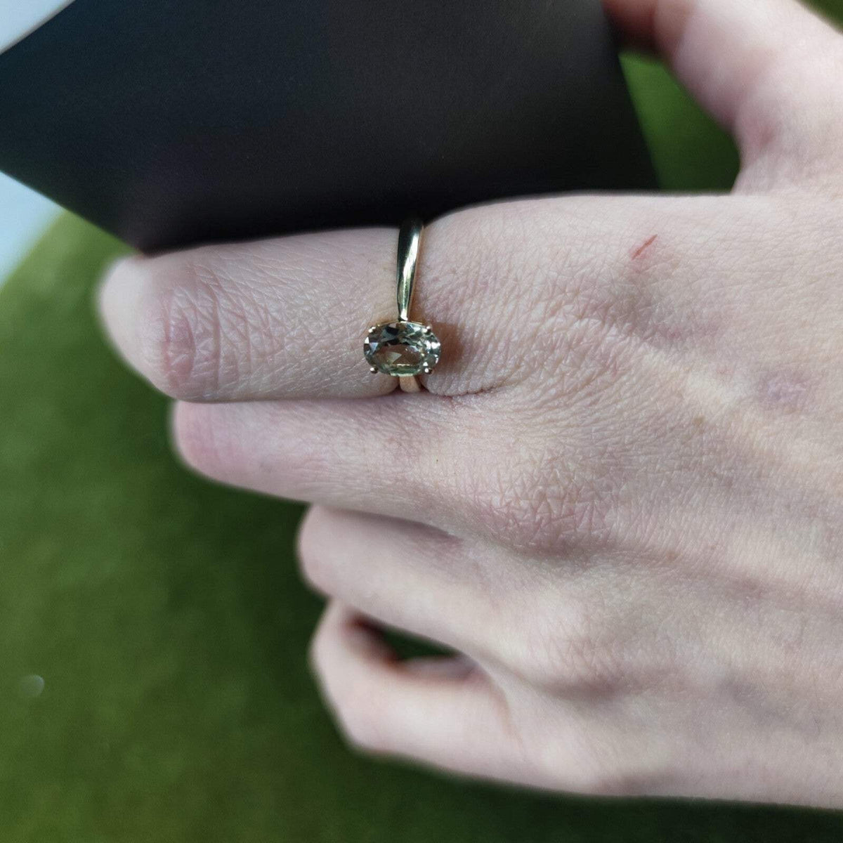 14ct Gold Ring Solitaire Tourmaline Hallmarked Size N 1/2