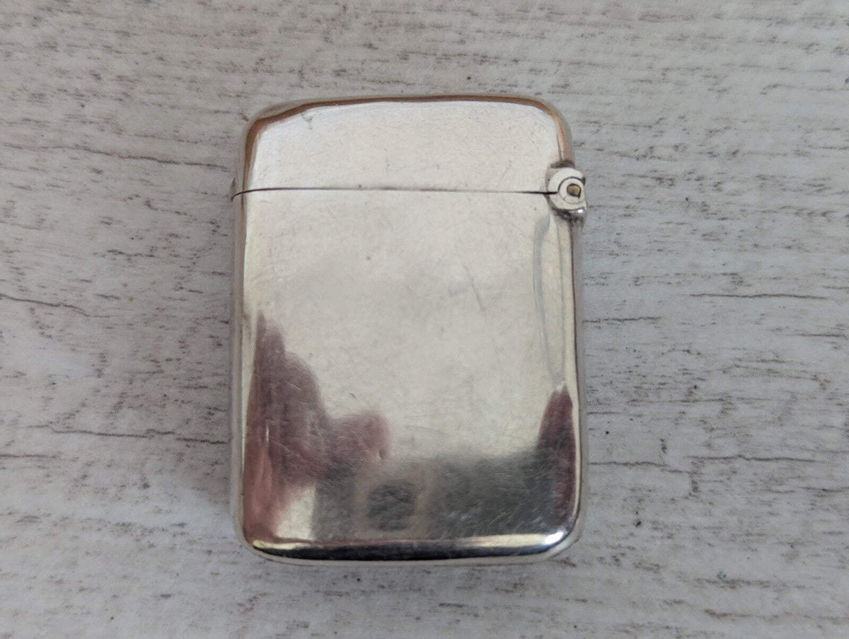 Antique 1891 Sterling Silver Vesta Case Birmingham Hallmarked 35 x 45mm