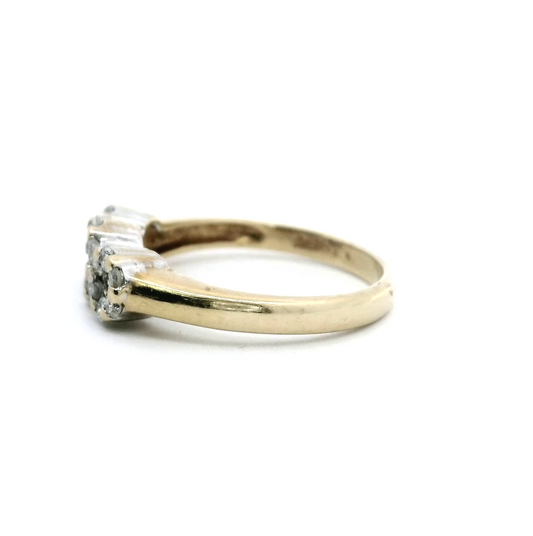 9ct Gold Ring Diamond Gemstones Size K 1/2 Metal Hallmarked 3.4g 21 Stones