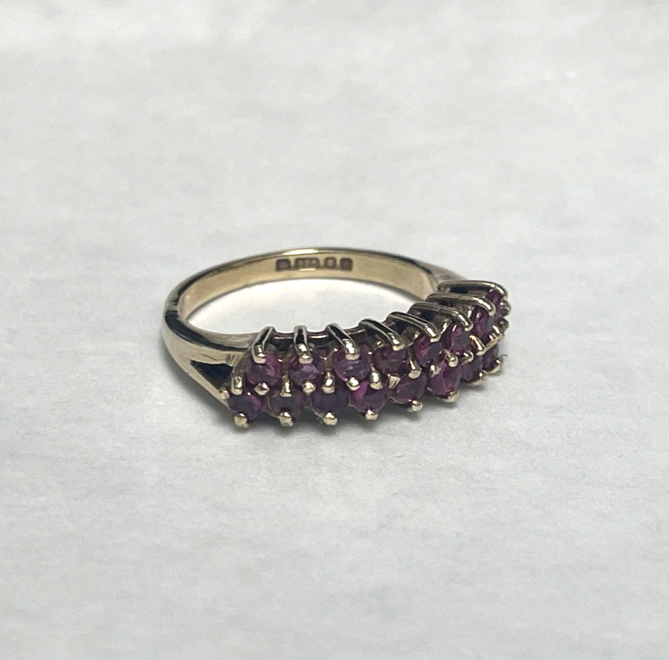 9ct Gold Ring Ruby Solid Band Hallmarked Size K 1/2