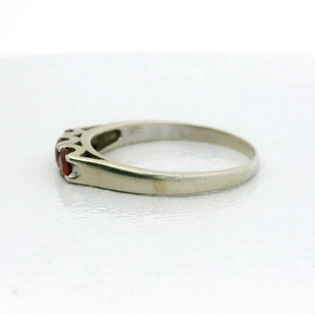 Silver Ring Mexican Fire Opal 925 Stamped Size Q 1.5g October Birthstone
