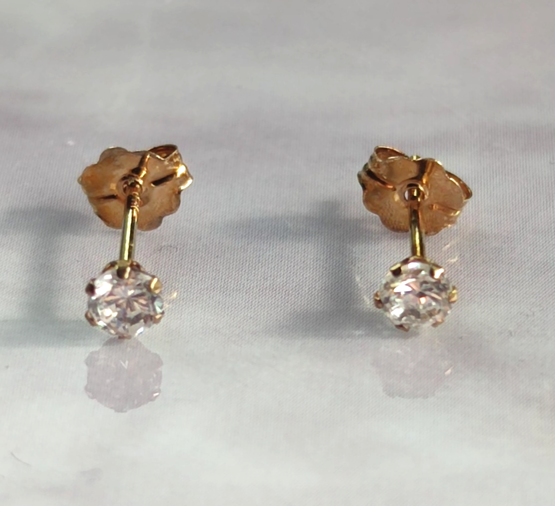 Vintage 9ct Yellow Gold Cubic Zirconia CZ Drop Earrings 12mm Hallmarked 375 1g