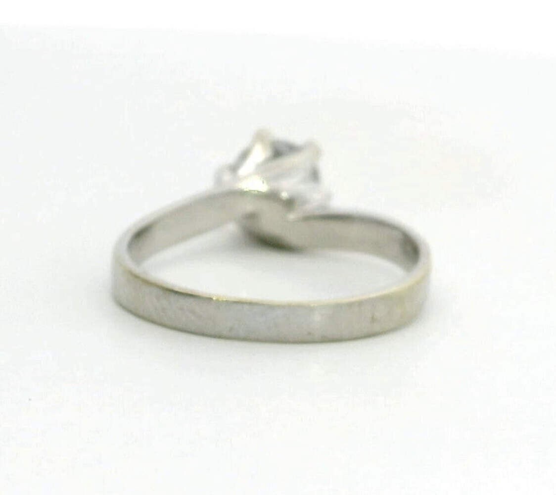 9ct White Gold Engagement Ring Cubic Zirconia Hallmarked Size N