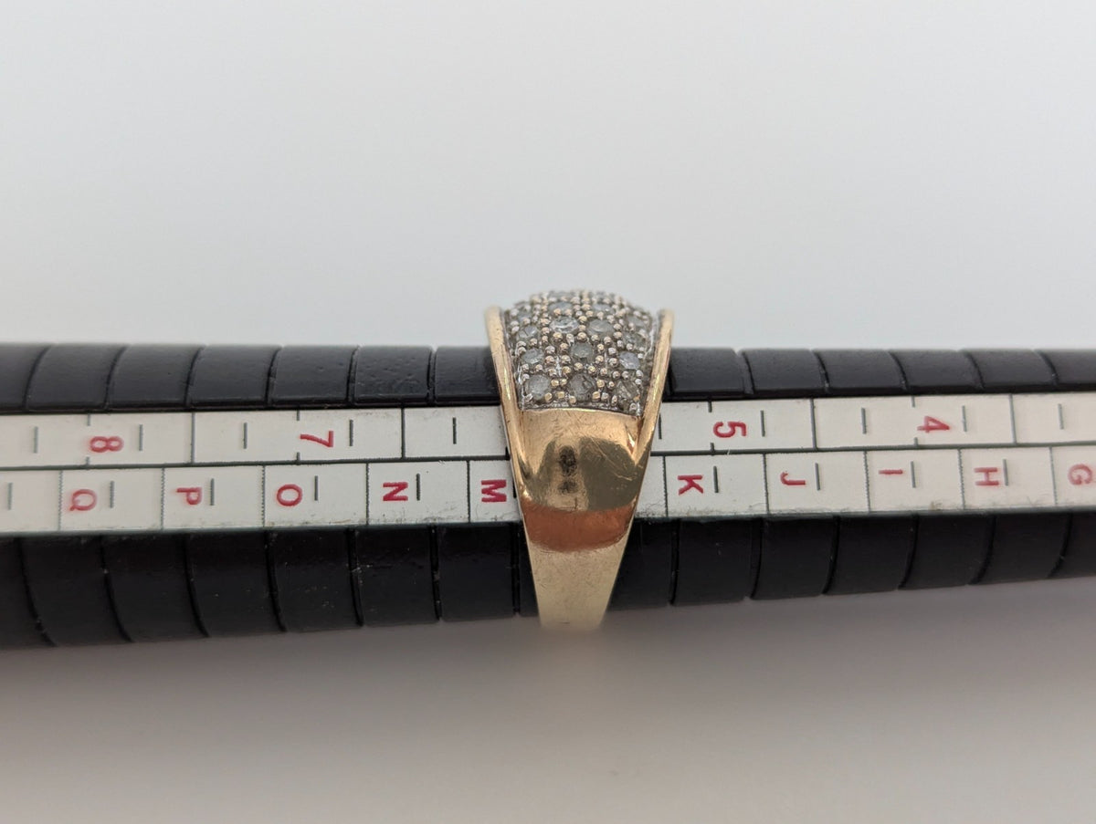 Men's Diamond Ring 9ct Yellow Gold Cluster Setting Hallmarked Size L 4.8g