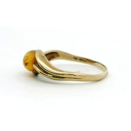 Vintage 9ct Gold Ring Amber Orange Hallmark Size P