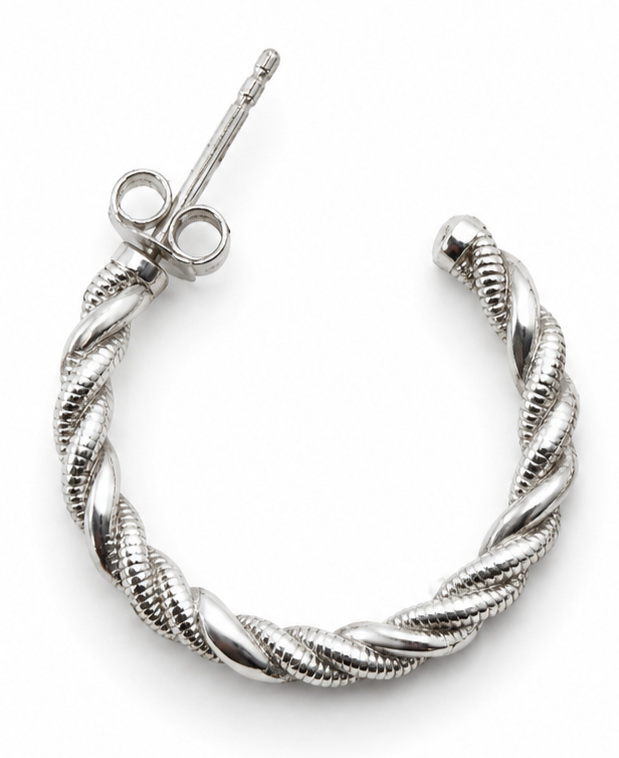 Silver Rope Cuff Earrings 925 Stamped Cable Cartilage Butterfly