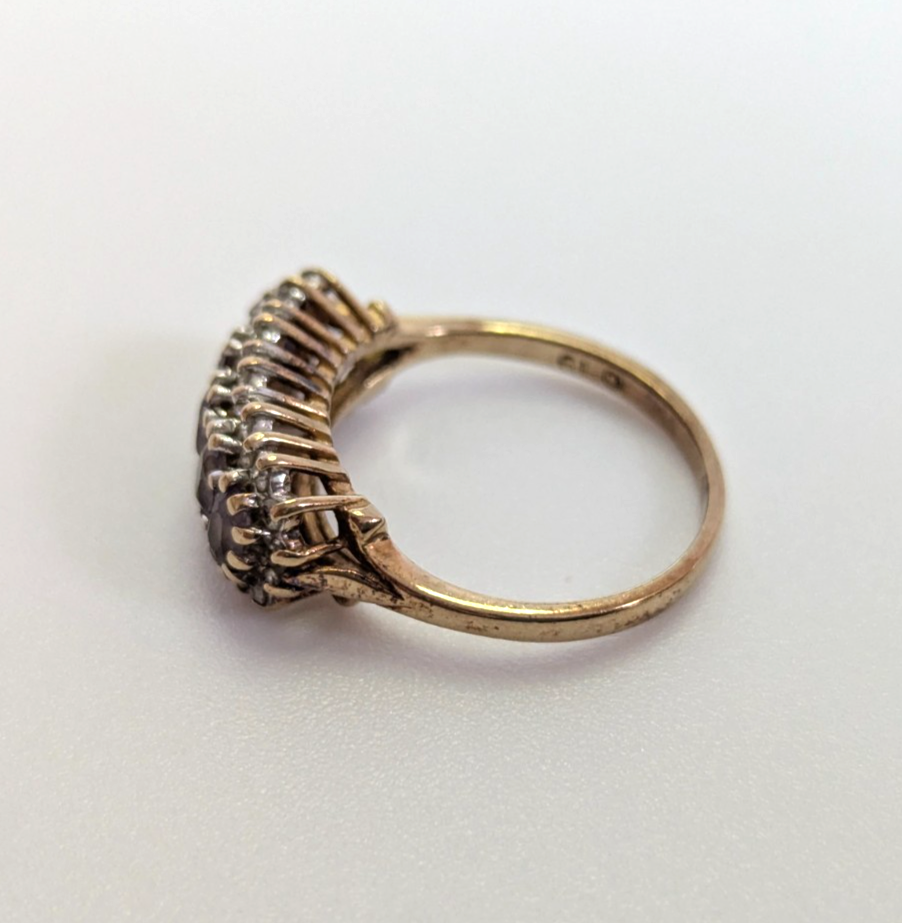Vintage 9ct Gold Ring Amethyst Diamond Hallmark Size L 2.5g