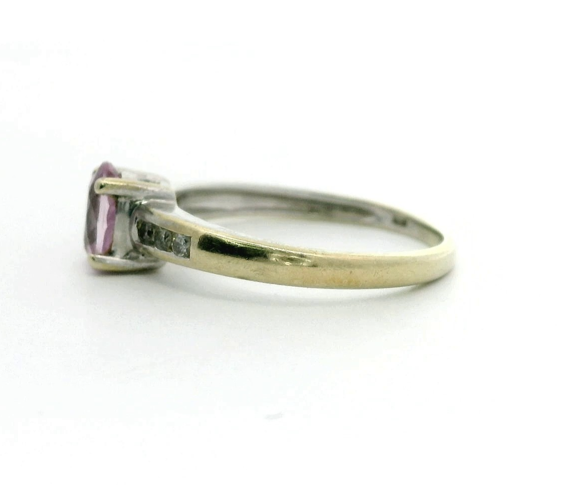 9ct White Gold Ring Sapphire Diamond Stones Hallmarked Size K 1.7g Prong Setting