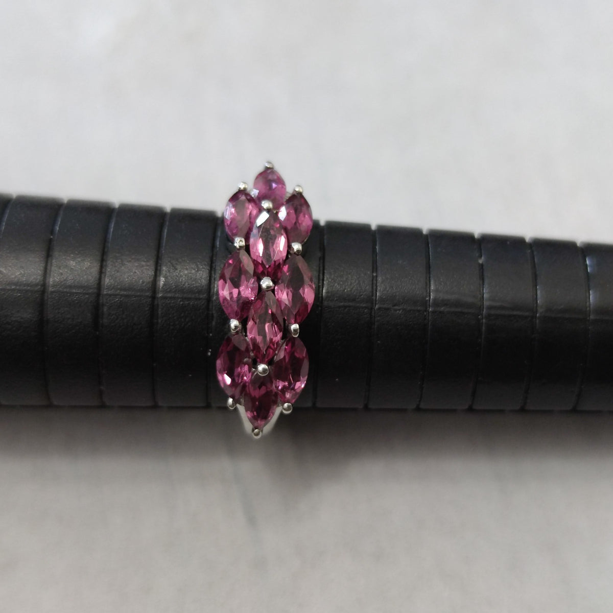 Silver Garnet Ring Red Gemstone Prong Setting Style UK Size S