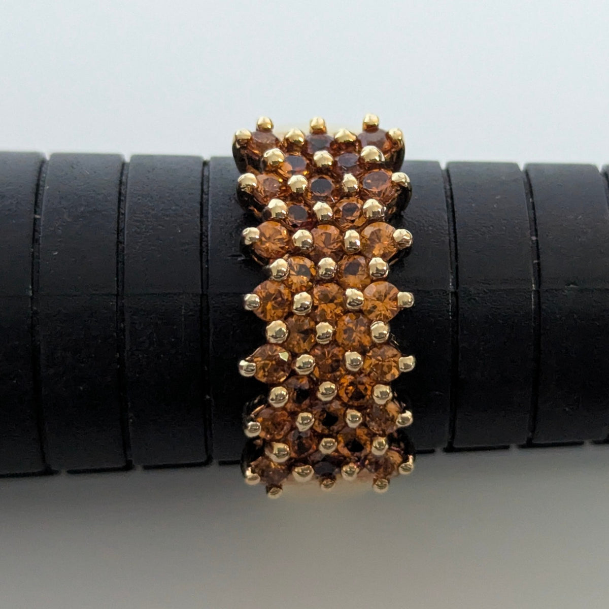 9ct Gold Ring Citrine Wide Band Hallmark Size S 1/2 4.6g