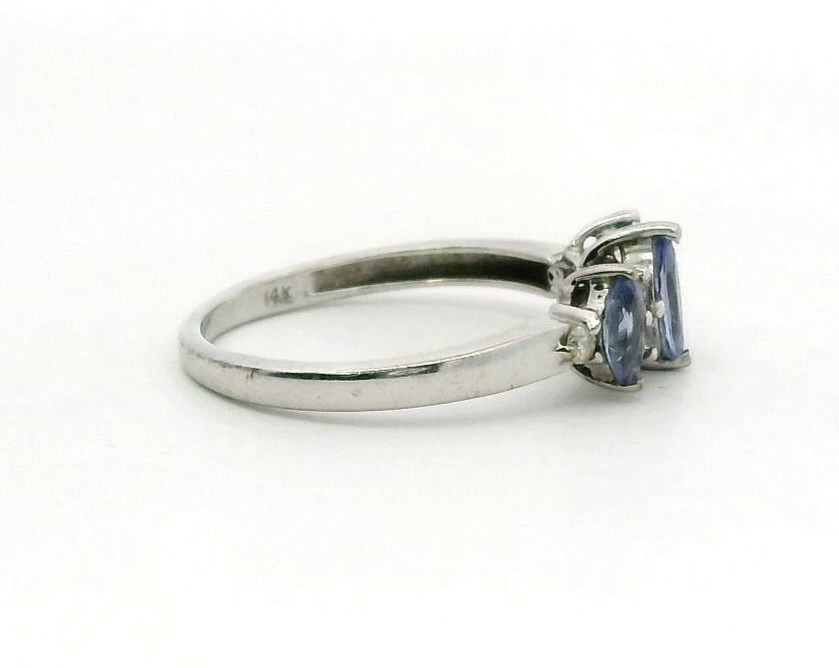 14ct Gold Ring Tanzanite Diamonds Stones Size N 1/2 14k Stamp 2.2g