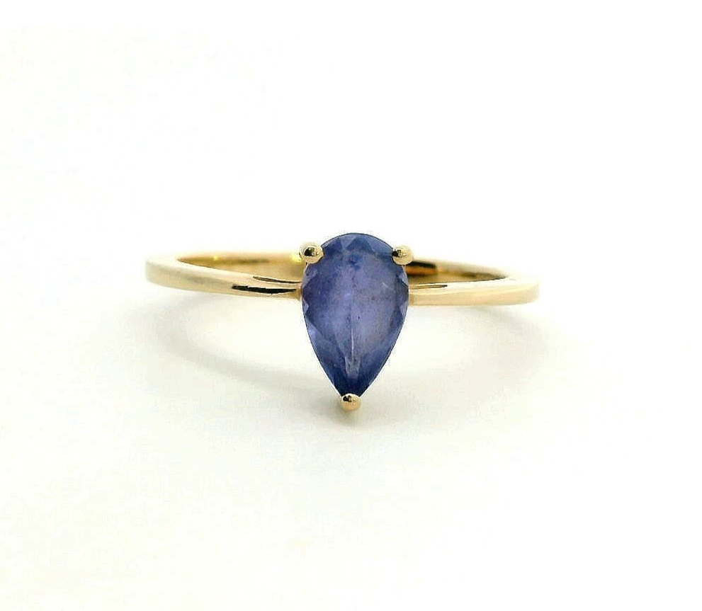 9ct Gold Ring Tanzanite Stone Size P 1/2 Hallmarked Pear Solitaire February 2g