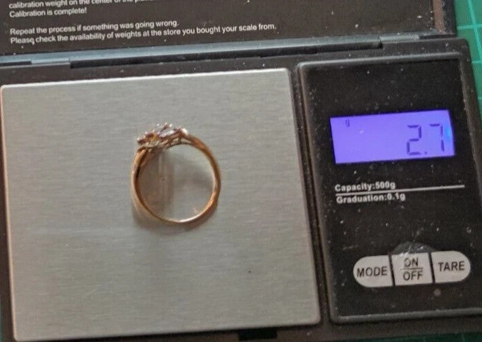 9ct Gold Ring Quartz and Diamond Stones Size S 2012 Hallmarked 2.7g