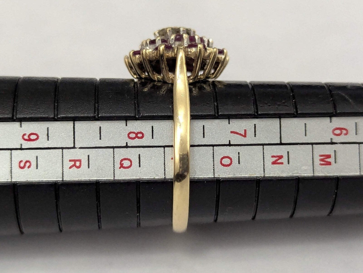 9ct Gold Ring Ruby and Diamond Hallmark Size O 1/2