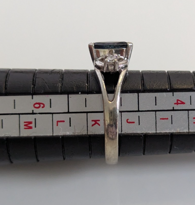 Sapphire Diamond Ring 9ct White Gold Hallmark Size J 1/2 September Birthstone