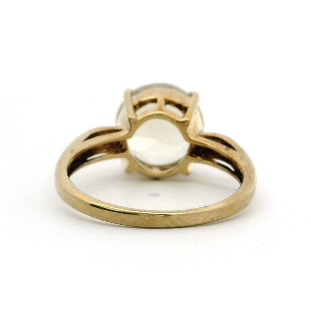 9ct Gold Ring Quartz And Diamond Hallmark Size N 1/2