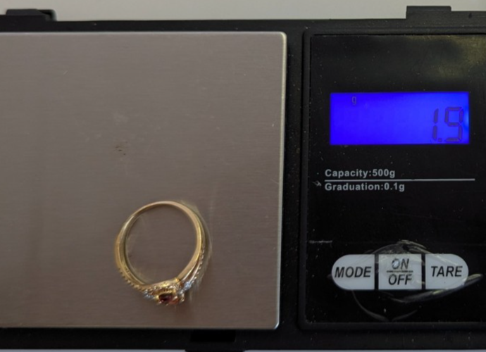9ct Yellow Gold Red Garnet Diamond Trilogy Ring Birmingham Hallmarked Size M 1/2
