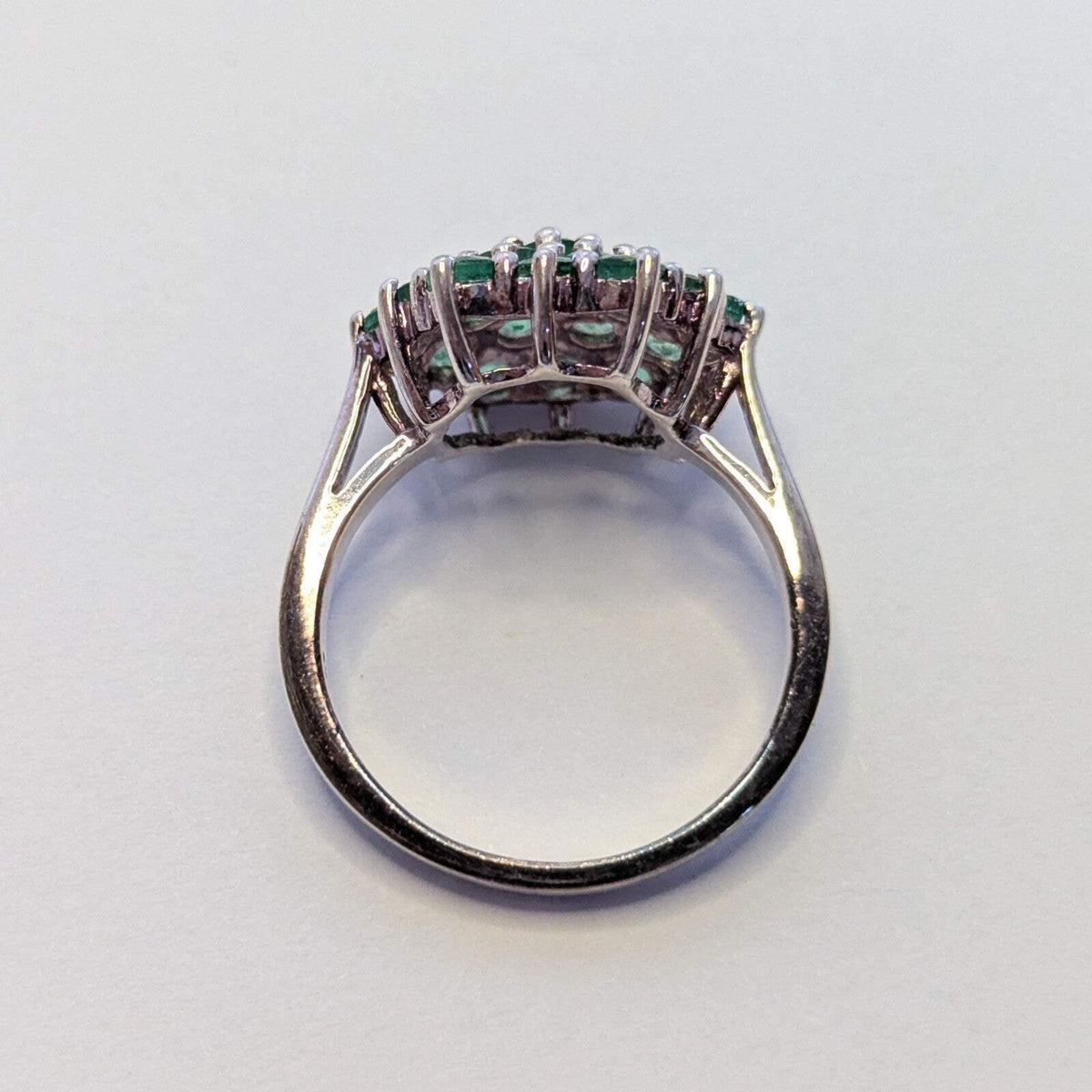 Silver Ring Green Emerald 925 Sterling Silver Stamped Size Q 4.4g May Birthstone