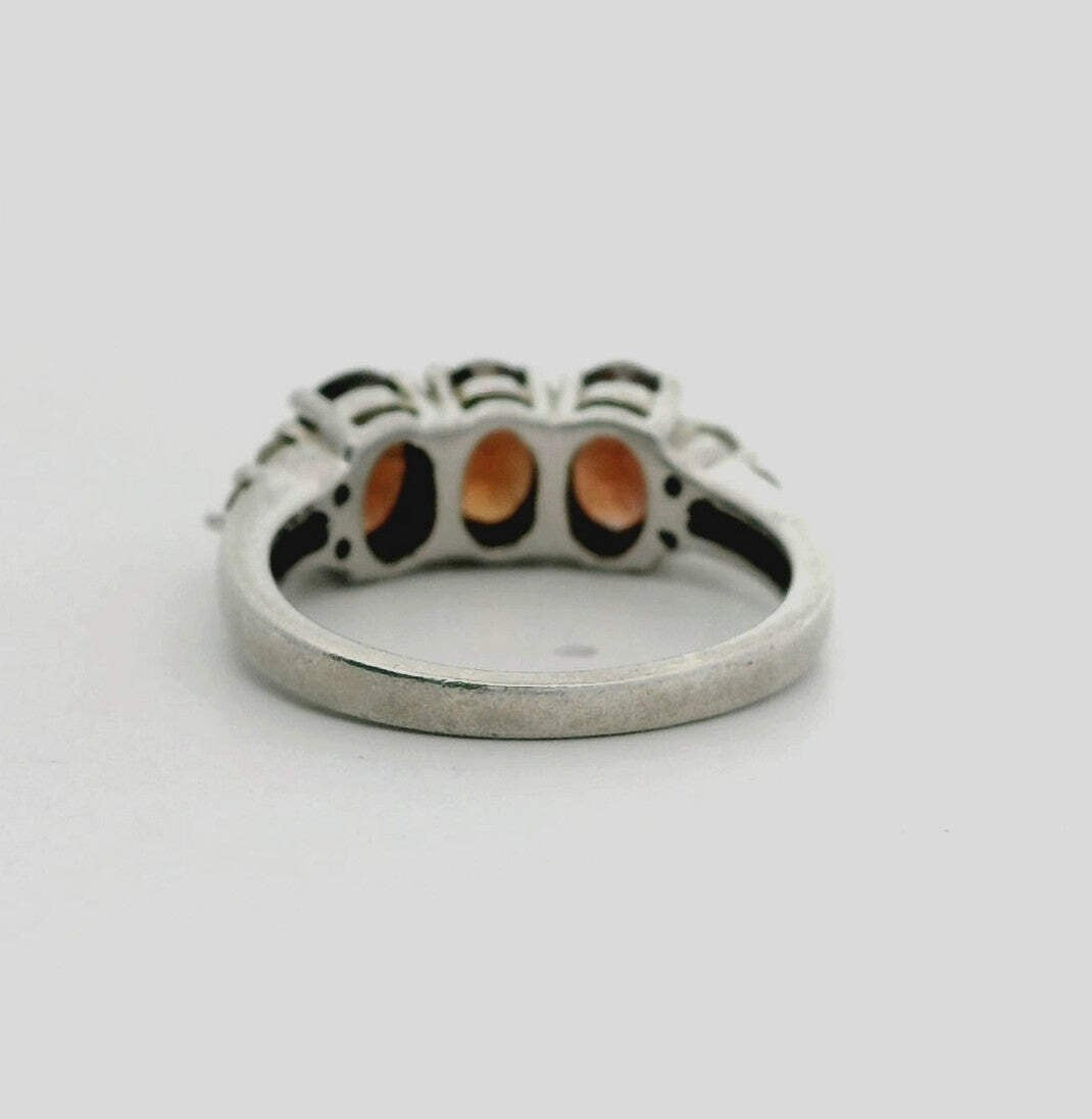 Silver Ring Zircon Stones 925 Stamped Size N Certification Prong Setting