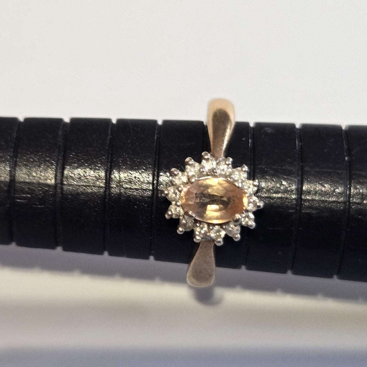9ct Gold Ring Citrine and Diamonds Hallmarked Size L 1/2