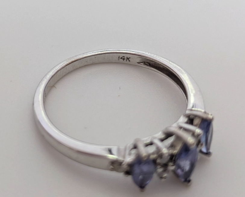 14ct Gold Ring Tanzanite Diamonds Stones Size N 1/2 14k Stamp 2.2g