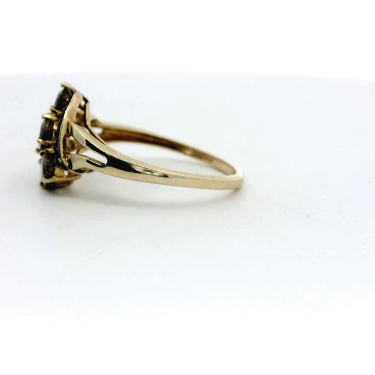 9ct Gold Ring Quartz and Diamond Stones Size S 2012 Hallmarked 2.7g