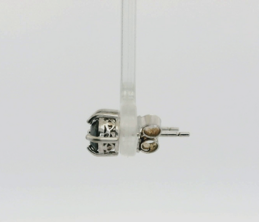 Silver Stud Earrings Sapphire Stones 925 Stamped Butterfly Closure 1.2g