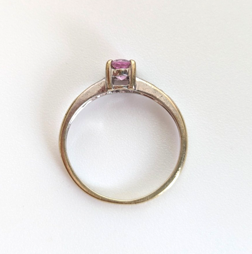 9ct White Gold Ring Sapphire Diamond Stones Hallmarked Size K 1.7g Prong Setting
